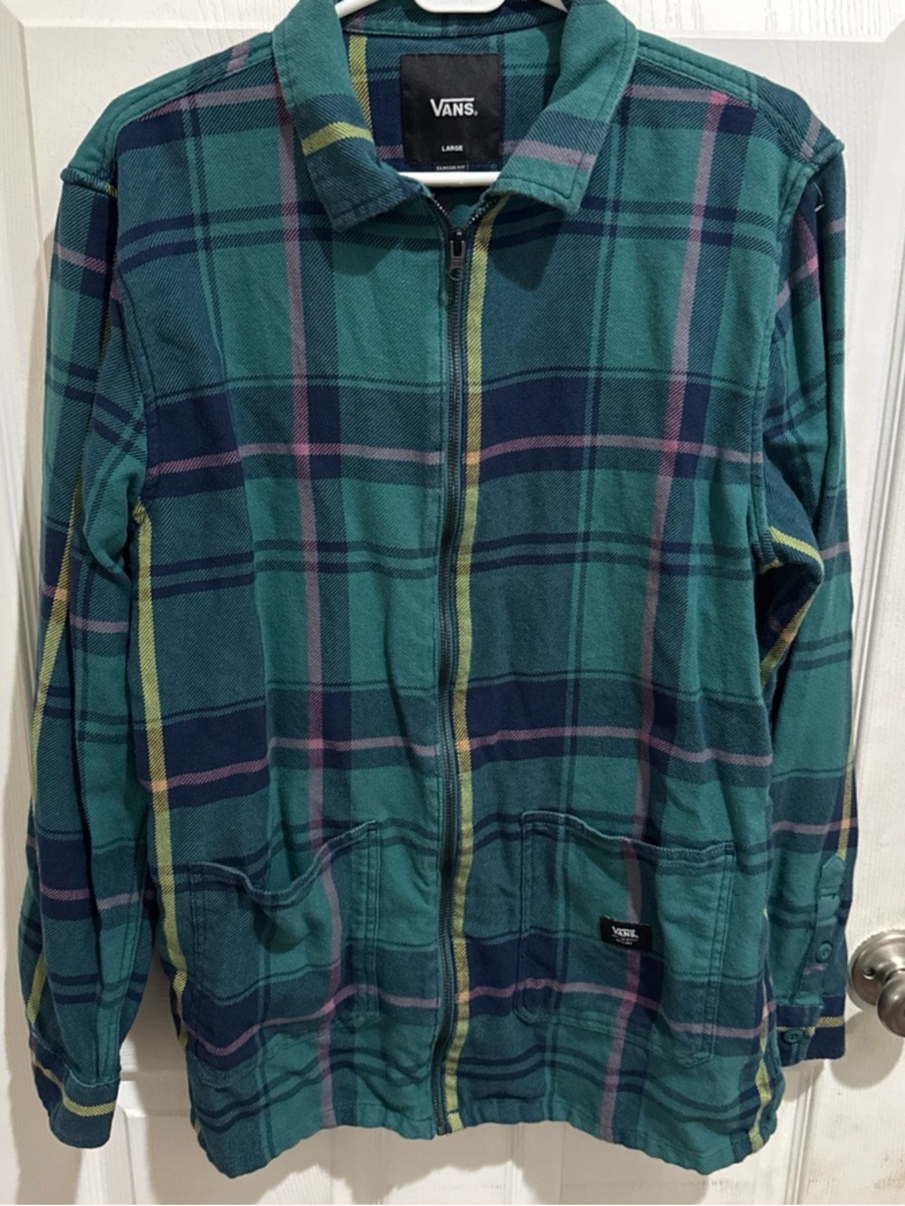 Vans Teal and Navy Plaid Button-Up Jacket